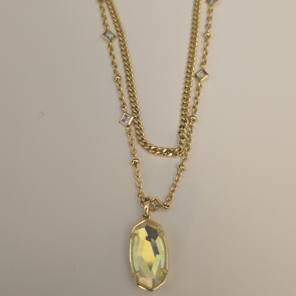 Kendra Scott Elisa Gold Multistrand Necklace with Iridescent Pendant